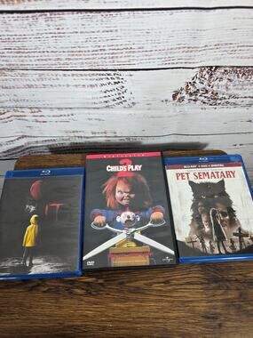 Lot of 3 Horror Movies Blu-Ray DVD/DVD IT, Child's Play 2, Pet Semetary